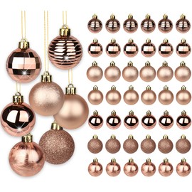 Hollyone Rose Gold Christmas Balls Ornaments Set, 42Pcs 1.57" Large Shatterproof Christmas Ornaments Decoration Hanging Ball for Xmas Tree Holiday Wreath Garland Wedding Party Home Decor