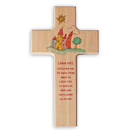 Children's Cross, Colourful, 15 x 9 cm, "Houses"