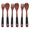 XMHF Wooden 9 inch Japanese Spoon Fork Set Kitchen Tableware