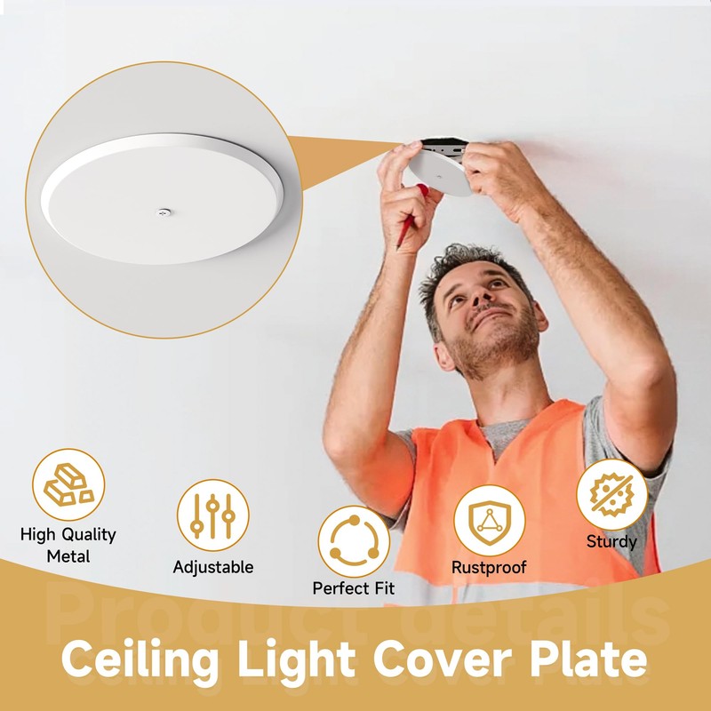 Ceiling Cover Plate,5 Inch Metal Blank Wall Plate Fits 3-1/4"