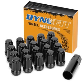 Dynofit 12x1.5 6 Spline Lug Nuts Set, 20pc Black Small Wheel Nut for Hon-da Accord Civic CRV Pilot Odyssey Element,Closed End Aftermarket Tuner Lugnuts with 1 Socket Key fit Impala Escape 5lug