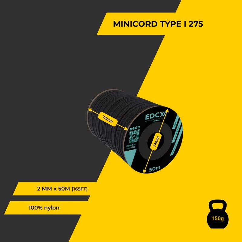 EdcX 2mm Nylon Paracord 275 (50 and 100m) - 100%