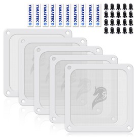 140mm Fan Filter PC Dust Filter Computer Fan Grills Dust Mesh Magnetic Frame PC Case Cover Dustproof PVC 50 Mesh(Gentleman Aesthetic, PVC, 140 * 140mm, 5pcs, White)