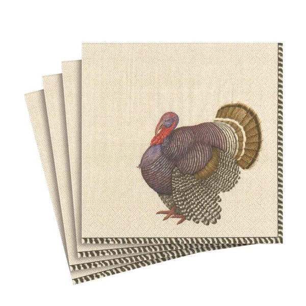 Caspari Turkey Thomas T. Byrd Paper Luncheon Napkins, Four Packs