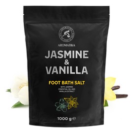 Foot Bath Salt Jasmine - Vanilla 1000 g - Pedicure Foot Bath Salt - Foot Bath Additive with Essential Jasmine Oil and Vanilla Extract - Natural Sea Salt - Foot Care - Beauty - Relaxation -