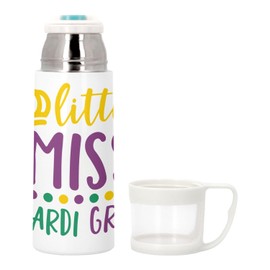 Little Miss Mardi Gras Carnival New Orleans Stainless Steel Thermos Flask with Integrated Cup, 350 ml