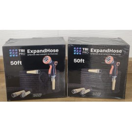 TBI PRO Lot of 2 Expandable House Car Washing Watering Hose Kit 50 ft w/Sprayer & Hanger