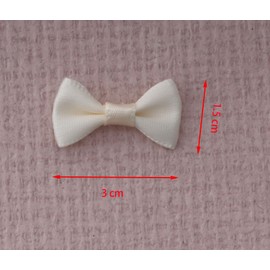 Sowaka 50 Pcs Mini Bow Ribbon Satin Soft Black Appliques Boutique Bow Ties for DIY Crafting Sewing Project Making Scrapbooking Embellishment DIY Decoration Wedding Parties Gift Décor (Cream)