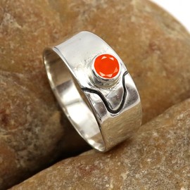 Karneol Edelstein Bandring 925 Sterling Silber Bandring Herren und Damen Bandring Alle Größen Schmuck CRG1081AF15_(61 (19.4))