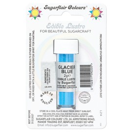 Sugarflair Glacier Blue Edible Lustre Dust, Add a Lustrous Shine to Cakes or Decorations. Brush On or Add Rejuvenator to Create Eye-Catching Edible Paint, Gives Shine to Your Bakes - 2g