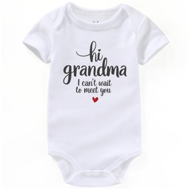 KEDFQV Hola abuela Anuncio de Embarazo Ropa de Bebé Niña Niño Bebé Body, Hi Grandma White, 3-6 Meses