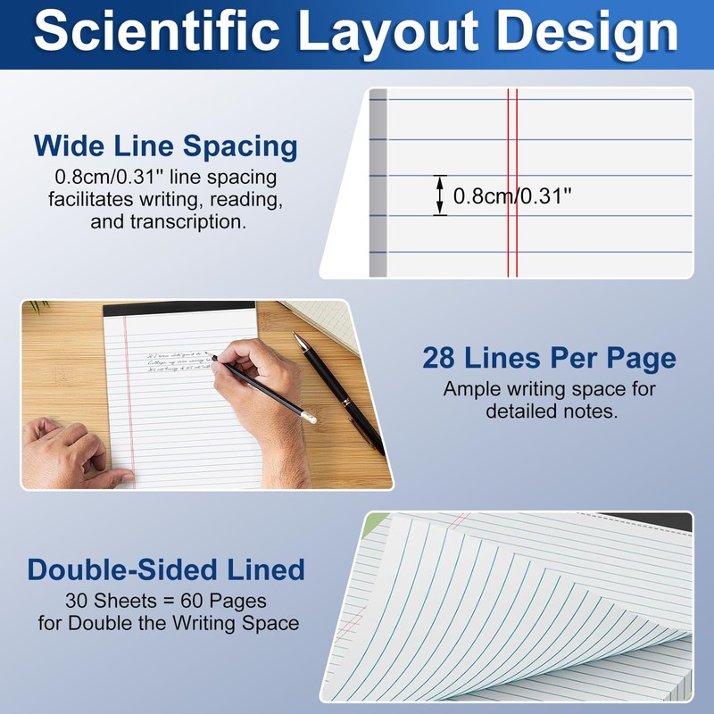 sitarcmin Legal Pads A4, 5 Pack White Notepads A4 30