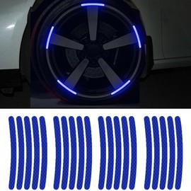 Ezweiji 20pcs Reflective Rim Strips Stickers for Car Motorcycle Wheels Bicycle Night Safety Decoration Strips Universal Anti-Scratch Reflective Rims Stickers (Blue)