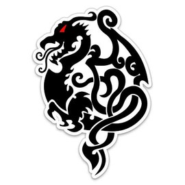Red Eye Tribal Dragon - 8" Vinyl Sticker - for Car Laptop I-Pad - Waterproof Decal