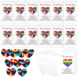 Mindsoft 35 Sets Pride Party Favors Lgbt Gay Emotional Cheer Support Gift Pocket Hug Gift Cute Hand Crocheted Rainbow Heart Pocket Hug Inspirational Card and Bag Pride Month Gifts for Adult Friend