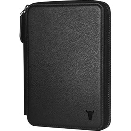 TORRO Travel Wallet - Organizador de viaje de cuero genuino con soporte para pasaporte y tarjetero desmontable con protección de bloqueo RFID