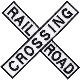 Railroad Crossing Sign - Embroidered Iron On Patch