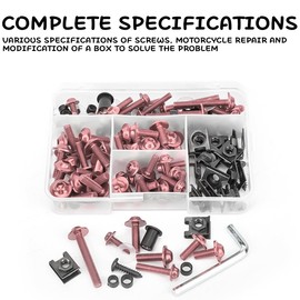 Adunsiaoto Motorcycle Fairing Screws Set Motorcycle, Fairing Windscreen Screws, Motorcycle Fairing Screws Kit Screws Nut Motorcycle Fairing Screws (Pink)