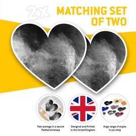 2 x Heart Stickers 15 cm - BW - Smoke Art Cloud Fun Decals for Laptops,Tablets,Luggage,Scrap Booking,Fridges, #39783