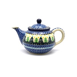 Polish Pottery Teapot - 3/4 qt. - Christmas Trees