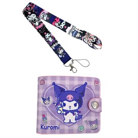 Kawaii Kumi Badge Wallet with Lanyard, ID Card Holder Purse Pouch with Buckle, Wallet Durable Card Holder Credit Card Holder Money Bag for Students Teens Girls Boys