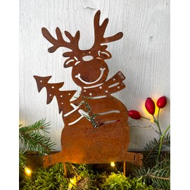 LB H&F Lilienburg Reindeer Christmas Decoration Elk Rust Metal Garden Stake Weatherproof (Elk)