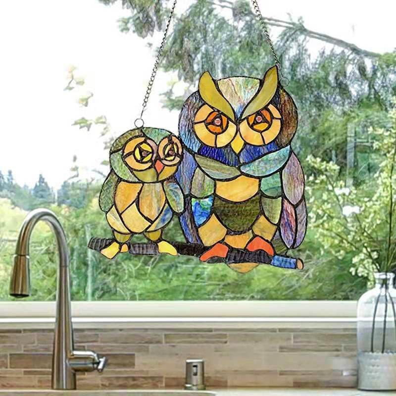 SHIDXIB 1Pcs Creative Window Hanging Decorative Owl Decor Window Hangings