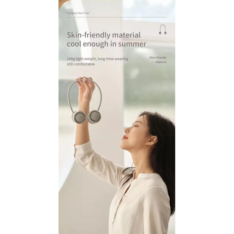 ECCLES3® COOLIN Rolling Compact Neck Fan, Bladeless, Lightweight, Handsfree, Rechargeable,