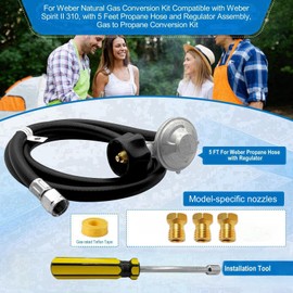 Natural Gas To Propane Conversion Kit for Weber Spirit II 310/315/E310/210,for Weber Conversion Kit with 5FT Propane Regulator Hose for Weber Natural Gas Conversion kit Gas To Propane Conversion.