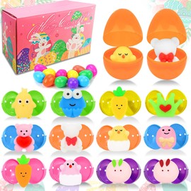 12 Piezas Huevos de Pascua, Pascua Huevos Juguet,Huevos de Plástico para Rellenar con Conejos y Osos,Huevos Sorpresa Juguete,Huevos Pascua Plastico Decoracion,Caja de Regalo de Pascua Huevos