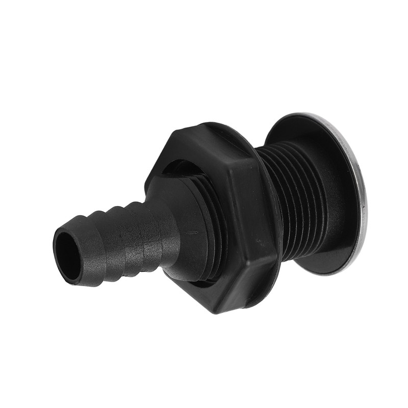 Boat 3/4in Through Hull Scupper Drain Straight Black with Stainless