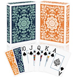 Playing Cards,Deck of Cards,Playing Cards 2 Pack,Jumbo Index Large Print Playing Cards for Adults and Seniors,Poker Cards Professional Set,Card Games for Family Game Night Party (Green and Orange)