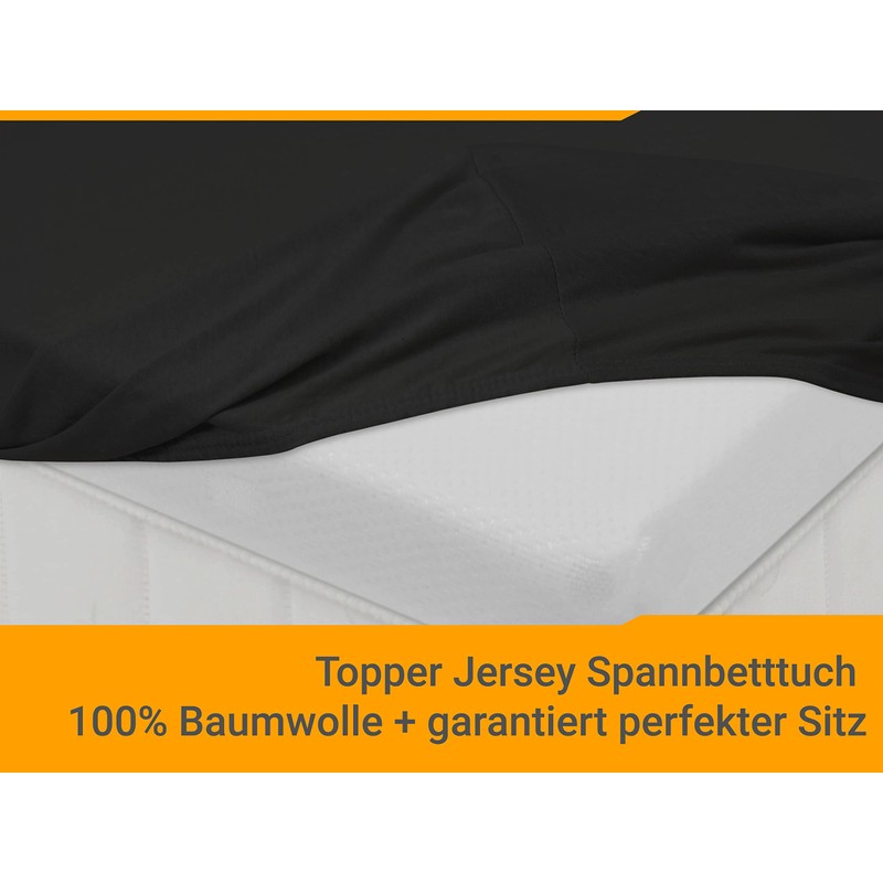 npluseins 1598.2327 Fitted Sheet for Toppers, 100% Cotton, Approx. 180-200