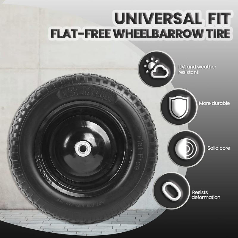 AR-PRO 4.80/4.00-8" Flat Free Tire and Wheel - 14.5" Solid