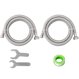 SUNGATOR 60 Inch Sink Faucet Hose Connector, 3/8" Female Comp Thread x 1/2" FIP Thread Faucet Water Hose, Stainless Steel Braided Hose for Bathroom, with 2 Wrench and A Sealing Tape (2 Pack)