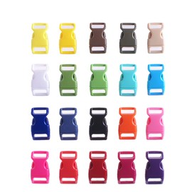HONGCI 50PCS Assorted Colors Contoured Side Release Plastic Mini Buckles 3/8 Inch for Paracord Bracelets, Dog Collar, Webbing, Bushcraft, Backpack Accessories, Tent (Ｍulticolour)