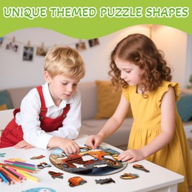 Wooden Puzzles for Kids Ages 4-6, Cartoon Truck 50 Pieces Kids Puzzle, Children Birthday Easter Puzzle Gift Idea, Educational Puzzles Toys for Boys and Girls (11.4 * 11.4in)