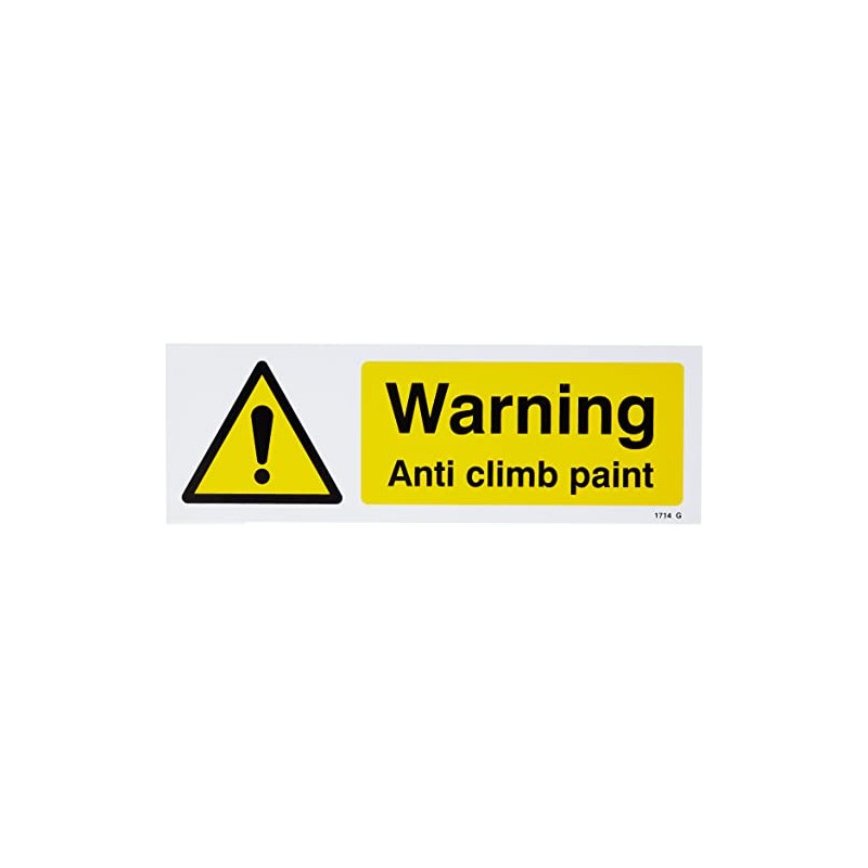 Caledonia Signs 11714G Warning Anti Climb Paint Sign, Rigid Plastic,