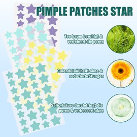 Pimple Patches, Pack of 224 Pimple Patches, Stars Pimple Plasters, Face Cover for Blemishes, Intangible Acne Stickers with Water, Colloid, Face Stains, Absorbent Cover Patch
