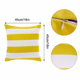 tiggell 2 Pack Waterproof Pillow Covers Outdoor Throw Pillowcases Decorative Garden Cushion Case for Home Garden Patio Couch Balcony Striped (Yellow & White, 18 * 18 inch)
