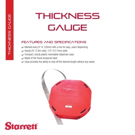 Starrett Tempered Steel Thickness Gage or Feeler Stock in Rolls with Straight Leaves Type - Ideal for Carpenters and Home Improvement - 25' x 0.50" Size of Leaves, 0.015" Thickness - 666-15