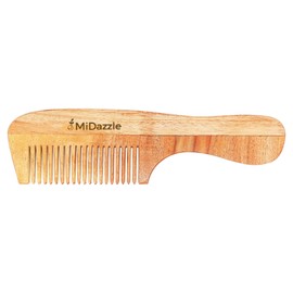 Midazzle Organic Pure Kacchi Neem Wood Comb for men and women | Anti-Bacterial Hair Styling Comb | Hair Growth, Dandruff Control, Hair Straightening, Frizz Control