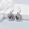 VONALA Purple Crystal Moon Cat Earrings for Women 925 Sterling