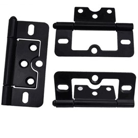 3 Inch Non-Mortise Door Hinges Chest Hinges Box Hinges Heavy Duty Vintage Furniture Hardware, Pack of 4, Black