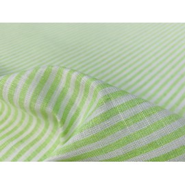 Candy Stripe Linen Fabric Light Cotton Material Cute Striped White Lines Home Decor, Dressmaking - 150cm Wide (Lime (1 Metre))