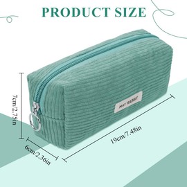 OFFCUP Corduroy Pencil Case, Corduroy Pencil Pouch, Stylish Simple Pen Bag with Practical Zip Makeup Bag Pencil Bag Stationery Pouch for Teenage Boys Girls School College (Green)