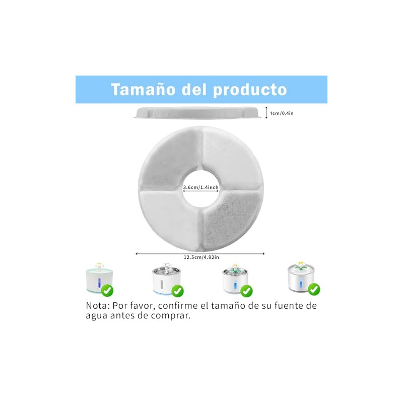 8 PCS Filtros para Fuente de Gatos con Resina y