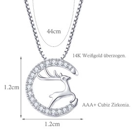 ankbrats Christmas Necklace for Women Girls Elk Pendant Necklace Charm Jewellery Christmas Silver Chain for Women, Cubic Zirconia, Cubic Zirconia