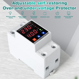 Jadeshay Surge Protection DIN Rail, Adjustable Voltage Protection 230 V 40 A Voltage Protection Device Automatic Recovery DIN Rail Protection AC 220 V