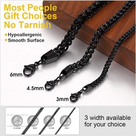 ChainsHouse Franco Men's Bracelet 19 cm 21 cm Bracelets for Men and Women., Stainless Steel, 01 black